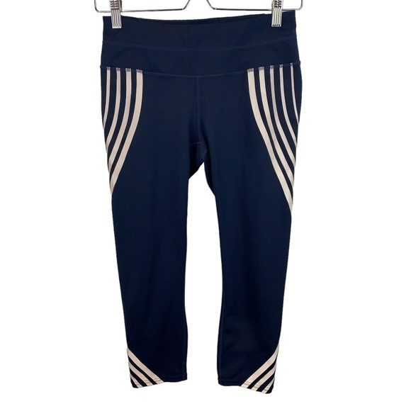 Athleta sz S Navy Blue Gel Sonar Striped Capri Leggings Women's - Picture 2 of 9